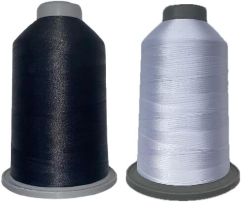 Glitz Trilobal 100% Polyester Embroidery Thread 40 Wt 5500 Yd 2 Pack Color Bright White - Black in Saudi Arabia