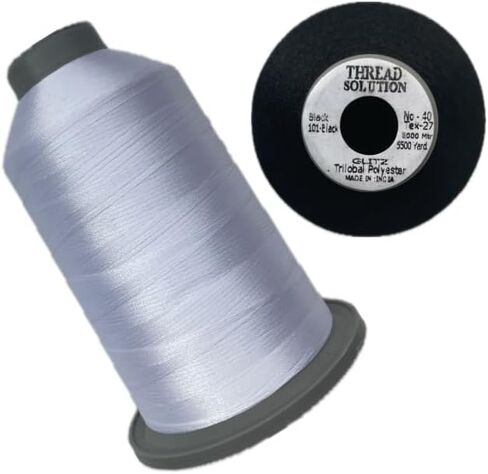 Glitz Trilobal 100% Polyester Embroidery Thread 40 Wt 5500 Yd 2 Pack Color Bright White - Black in Saudi Arabia