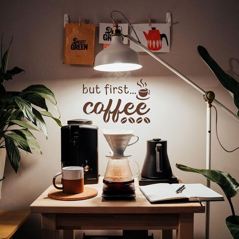 FINGERINSPIRE But First Coffee Script Stencil 11.7x8.3 inch Hollow Out Coffee Cup Drawing Stencil Reusable Plastic Coffee Beans Art Craft Stencils Text Template for Kitchen Coffee Shop Decoration in Saudi Arabia