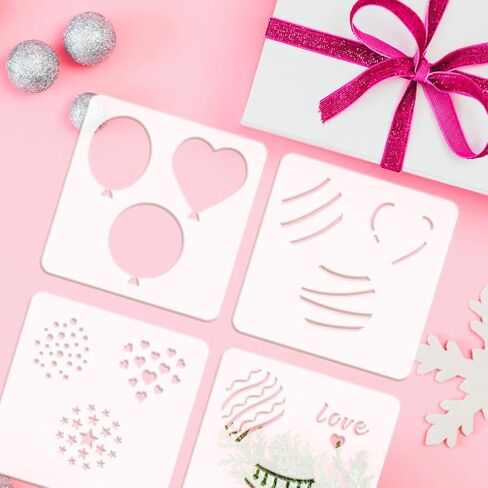 أصابع الإصبع 4pcs البالونات عيد ميلاد الطبقات استنسل للطلاء 5.9x5.9 بوصة من البالونات البلاستيكية القابلة لإعادة الاستخدام الإستنسل in Saudi Arabia