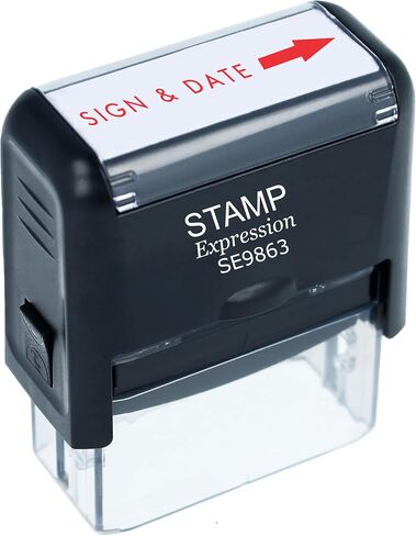 StampExpression - Sign and Date with Arrow Office Self Inking Rubber Stamp - Red Ink (A-5877) in Saudi Arabia