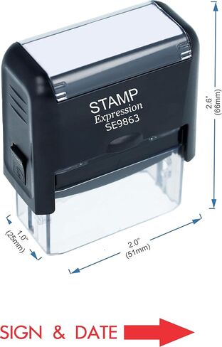 StampExpression - Sign and Date with Arrow Office Self Inking Rubber Stamp - Red Ink (A-5877) in Saudi Arabia