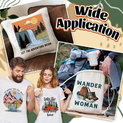 Whaline 25 Sheets Adventure Camping On Stickers Wilderness Trekking Heat Transfer Vinyl Scals Outdoor Landscape Gongrorted Htv Finsive Craft Finyl for Clothing DIY Fabric Decor in Saudi Arabia