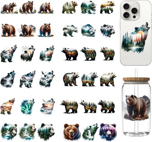 36 ورقة لفات الأشعة فوق البنفسجية DTF لـ 16 أوقية ، تم تصنيع غلاف كأس UV DTF بواسطة الغزل in Kuwait