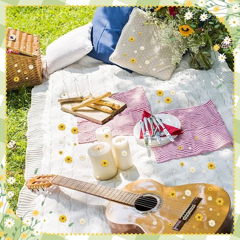 AHANDMAKER 160 Pcs Flatback Resin Daisy Flowers 6 Styles White & Yellow Craft Faux Flowers Mini Daisy Ornaments for DIY Craft Cloth Pen Box Decoration in Saudi Arabia