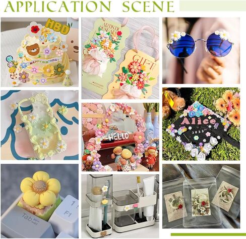 AHANDMAKER 160 Pcs Flatback Resin Daisy Flowers 6 Styles White & Yellow Craft Faux Flowers Mini Daisy Ornaments for DIY Craft Cloth Pen Box Decoration in Saudi Arabia