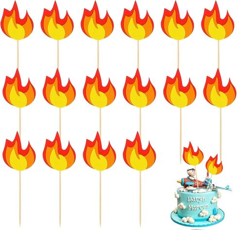 20 PCS Fire Truck Cake Topper ، Fireman Cupcake Topcake Fire Fire Cake Cake Decorations in Saudi Arabia
