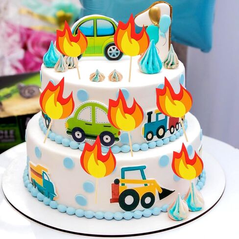 20 PCS Fire Truck Cake Topper ، Fireman Cupcake Topcake Fire Fire Cake Cake Decorations in Saudi Arabia