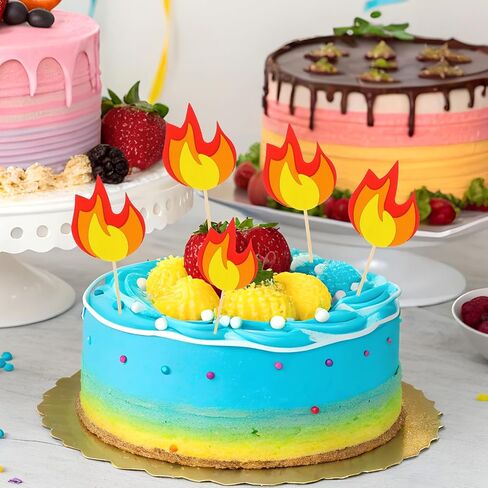 20 PCS Fire Truck Cake Topper ، Fireman Cupcake Topcake Fire Fire Cake Cake Decorations in Saudi Arabia