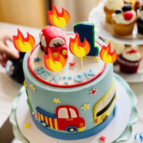 20 PCS Fire Truck Cake Topper ، Fireman Cupcake Topcake Fire Fire Cake Cake Decorations in Saudi Arabia