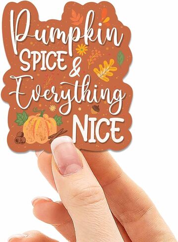 Pumpkin Spice & Everything Nice Sticker - Cute Fall Gift for Water Bottle, Classic Autumn Fall Colors Sticker for Laptop in Saudi Arabia