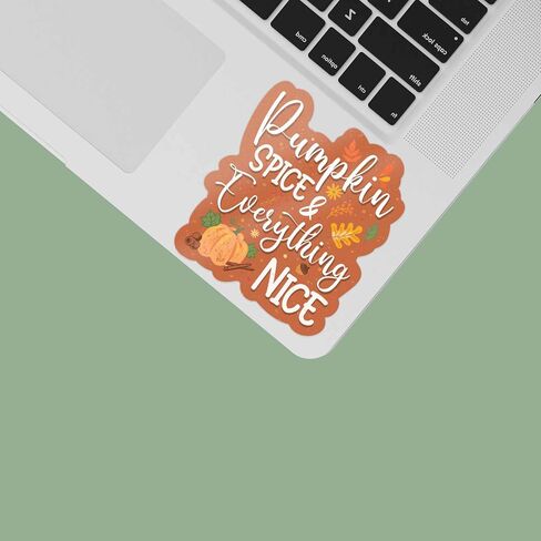 Pumpkin Spice & Everything Nice Sticker - Cute Fall Gift for Water Bottle, Classic Autumn Fall Colors Sticker for Laptop in Saudi Arabia