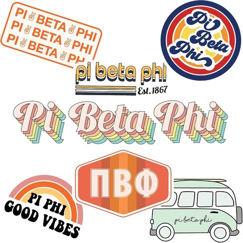 Pi Beta Phi - Sticker Sheet - Retro Theme in Saudi Arabia