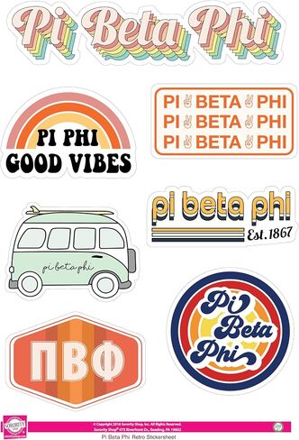 Pi Beta Phi - Sticker Sheet - Retro Theme in Saudi Arabia