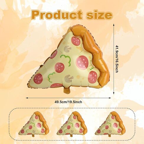 3pcs Pizza Slice Balloons, Self-Sealing Aluminum Foil Party Decorations for Pizza-Themed Birthdays Baby Showers & Food Celebrations Festive Decorative Balloon Set in Saudi Arabia