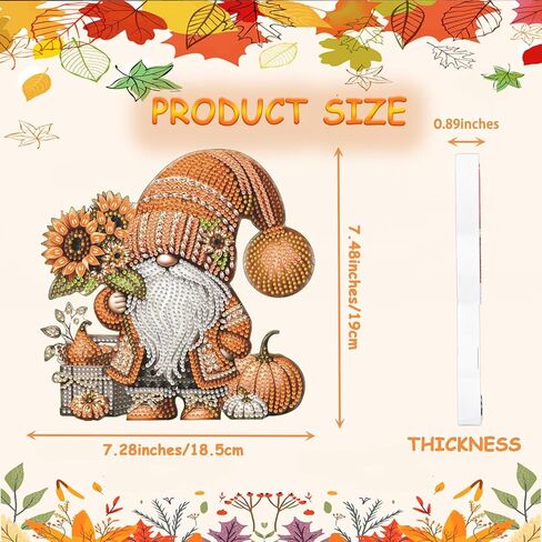 Diamond Art Kit Tabletop Ornament Fall Gnome, Special Shaped Crystal Gem Diamond Art Kits for Adults Beginners Diamond Art Desk Stand Up Sculpture Ornament Kit for Home Holiday Decor, Pumpkin Gnome in Kuwait