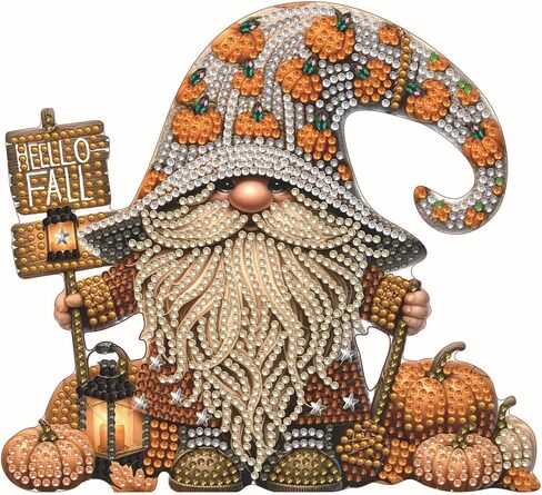Diamond Art Kit Tabletop Ornament Fall Gnome, Special Shaped Crystal Gem Diamond Art Kits for Adults Beginners Diamond Art Desk Stand Up Sculpture Ornament Kit for Home Holiday Decor, Pumpkin Gnome in Kuwait