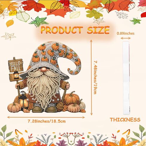 Diamond Art Kit Tabletop Ornament Fall Gnome, Special Shaped Crystal Gem Diamond Art Kits for Adults Beginners Diamond Art Desk Stand Up Sculpture Ornament Kit for Home Holiday Decor, Pumpkin Gnome in Kuwait