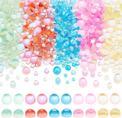 Ph Pandahall 1500pcs زخرفة ماء Dewdrop 5 ألوان مستديرة من أحجار الراين الكريستالية الزجاجية الزجاجية المسطحة للأحجار الكريستانية السخرية لبطاقة Art Art Phone Case Crafts Manicure Manicure in Saudi Arabia