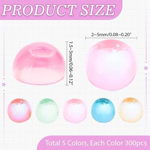 Ph Pandahall 1500pcs زخرفة ماء Dewdrop 5 ألوان مستديرة من أحجار الراين الكريستالية الزجاجية الزجاجية المسطحة للأحجار الكريستانية السخرية لبطاقة Art Art Phone Case Crafts Manicure Manicure in Saudi Arabia