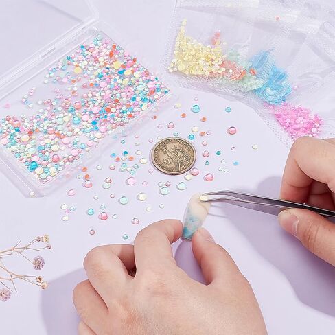 Ph Pandahall 1500pcs زخرفة ماء Dewdrop 5 ألوان مستديرة من أحجار الراين الكريستالية الزجاجية الزجاجية المسطحة للأحجار الكريستانية السخرية لبطاقة Art Art Phone Case Crafts Manicure Manicure in Saudi Arabia