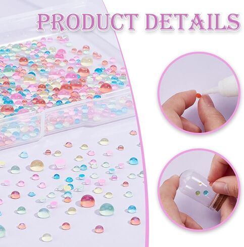 Ph Pandahall 1500pcs زخرفة ماء Dewdrop 5 ألوان مستديرة من أحجار الراين الكريستالية الزجاجية الزجاجية المسطحة للأحجار الكريستانية السخرية لبطاقة Art Art Phone Case Crafts Manicure Manicure in Saudi Arabia