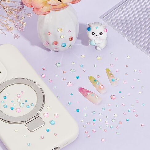 Ph Pandahall 1500pcs زخرفة ماء Dewdrop 5 ألوان مستديرة من أحجار الراين الكريستالية الزجاجية الزجاجية المسطحة للأحجار الكريستانية السخرية لبطاقة Art Art Phone Case Crafts Manicure Manicure in Saudi Arabia