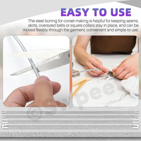 SWPEET 56PCS 4 أحجام 1/6 "1/4" 1/3 "2/5" × 13.7 بوصة معدنية فولاذية معدنية لخياطة مشد مع نصائح الفولاذ الفولاذ ، مجلفن الفولاذ المقاوم للصدأ المعدني in Saudi Arabia