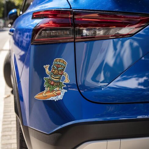 Tiki Mask Bar Bar Tropical Cocktail Cocktain Car Pumper Vinyl Surf Sticker Scref Good لأي مسطح لأمتعة التزلج على جهاز التزلج المحمول 4.5 "SD15 in Saudi Arabia