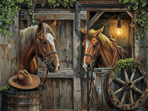 LOMSIOY DIY 5D Diamond Art Kits for Adults, Horse Diamond Painting Kits for Beginner, Farm Diamond Art with Round Full Drill Rhinestone Crafts Gem Arts for Home Wall Decor 12 * 16 inch in Saudi Arabia