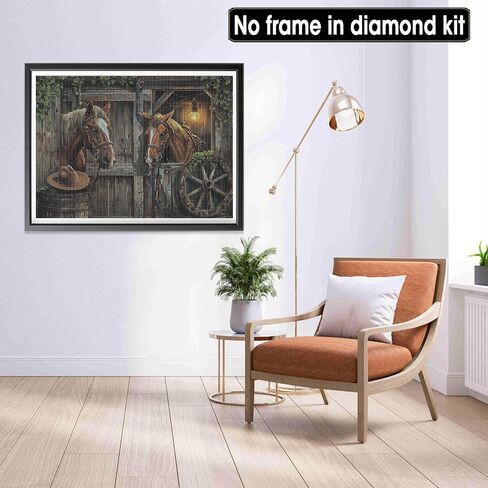 LOMSIOY DIY 5D Diamond Art Kits for Adults, Horse Diamond Painting Kits for Beginner, Farm Diamond Art with Round Full Drill Rhinestone Crafts Gem Arts for Home Wall Decor 12 * 16 inch in Saudi Arabia