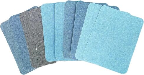 Set of 20 Iron-On Jean Patches - 10 Oval and 10 Rectangle Denim Repair Patches - Patches for Jeans Inside & Outside, 4 Shades Jean Patches Repair Decorating Kit in Saudi Arabia