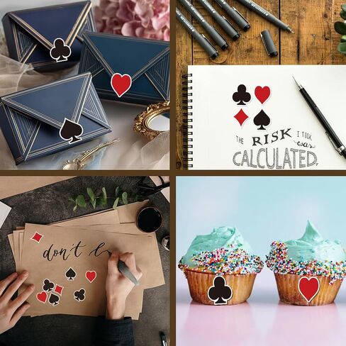 AHANDMAKER 240 Pieces Self-Adhesive Poker Elements Labels Stickers, 1 Inch Spades, Clubs, Diamonds, Hearts Stickers for Planner Calendar Scrapbooking Crafting Bag Seal Party Gift Decor in Saudi Arabia