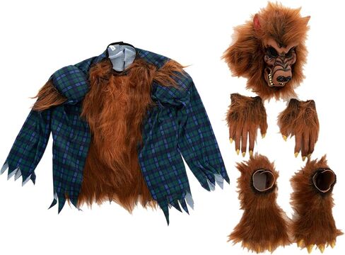Spooktacular Creations Werewolf Halloween Kids Costume with Mask, Gloves and Shoes for Halloween Dress Up Parties-Red in Saudi Arabia