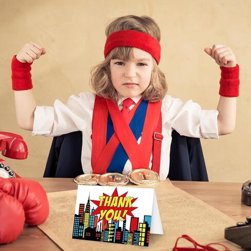 50 Pack Super Hero Thank You Cards Father‘s Day Boxed Skyline Building Greeting Cards with Envelopes Stickers Blank Note Cards for Birthday Baby Shower, 4 x 6 Inch in Saudi Arabia
