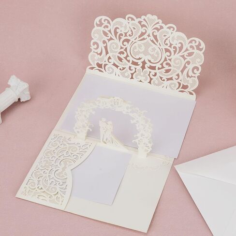 Wedding Card for Bride and Groom, 3D Pop-Up Anniversary Congratulation Card Money Holder with Envelope Pages for Cash Newlyweds Bridal Shower Engagement Greeting Gift and Supplies in Saudi Arabia
