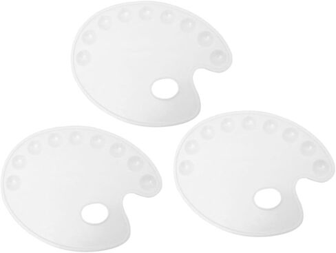3PCS Oval Art Color Mixing Board Portable Paint Tray with Hand Grip for Artists Students Hobbyists Durable for Home School in Saudi Arabia