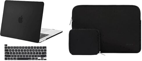 Mosiso متوافق مع MacBook Pro 16 بوصة Case 2020 2019 الإصدار A2141 ، غطاء الصلصة الصلبة البلاستيكية وغطاء لوحة المفاتيح وحقيبة الأكمام النيوبرين مع علبة صغيرة ، أسود in Saudi Arabia