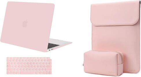 Mosiso متوافق مع MacBook Air 13 بوصة Case 2022 2021 2020 2019 2018 الإصدار A2337 M1 A2179 A1932 ، حزمة من جلد الغزال المحمول من جلد الغزال مع حقيبة صغيرة وغطاء لوحة المفاتيح ، وردة الكوارتز والوردي الوردي in Saudi Arabia