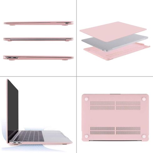 Mosiso متوافق مع MacBook Air 13 بوصة Case 2022 2021 2020 2019 2018 الإصدار A2337 M1 A2179 A1932 ، حزمة من جلد الغزال المحمول من جلد الغزال مع حقيبة صغيرة وغطاء لوحة المفاتيح ، وردة الكوارتز والوردي الوردي in Saudi Arabia