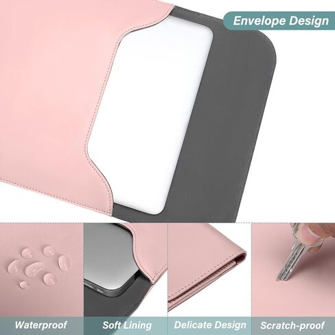 Mosiso متوافق مع MacBook Air 13 بوصة Case 2022 2021 2020 2019 2018 الإصدار A2337 M1 A2179 A1932 ، حزمة من جلد الغزال المحمول من جلد الغزال مع حقيبة صغيرة وغطاء لوحة المفاتيح ، وردة الكوارتز والوردي الوردي in Saudi Arabia