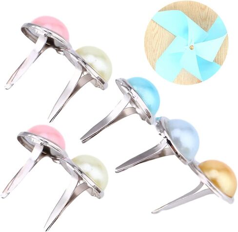 EXCEART 100pcs Pearl Pushpin DIY Brad Fastener Brad Buttons Craft Pins Pushpin Brads for Crafting Fabric Paper Brads Craft for Paper Clip Holder Wedding Washi Tape Decorative Pins Alloy in Saudi Arabia