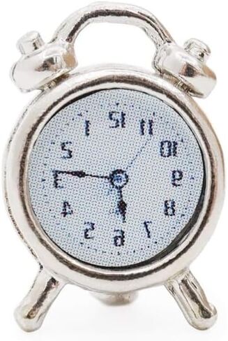 1Pcs Silver 1/12 Miniature Alarm Clock Dollhouse Decoration Accessories,Miniature Dollhouse Accessories (0.4x0.2x0.6 inch) in Saudi Arabia