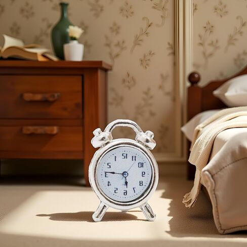 1Pcs Silver 1/12 Miniature Alarm Clock Dollhouse Decoration Accessories,Miniature Dollhouse Accessories (0.4x0.2x0.6 inch) in Saudi Arabia