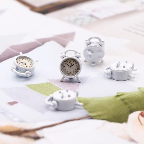 1Pcs Silver 1/12 Miniature Alarm Clock Dollhouse Decoration Accessories,Miniature Dollhouse Accessories (0.4x0.2x0.6 inch) in Saudi Arabia