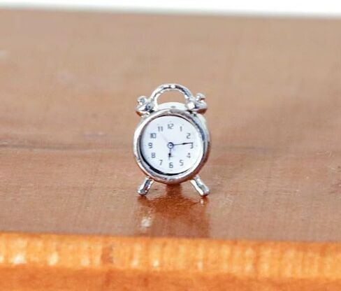 1Pcs Silver 1/12 Miniature Alarm Clock Dollhouse Decoration Accessories,Miniature Dollhouse Accessories (0.4x0.2x0.6 inch) in Saudi Arabia