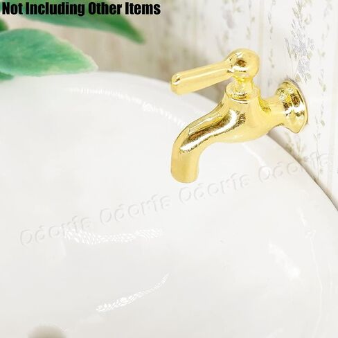 Odoria 1/12 Miniature Faucet 4Pcs Dollhouse Decoration Accessories, Gold in Saudi Arabia