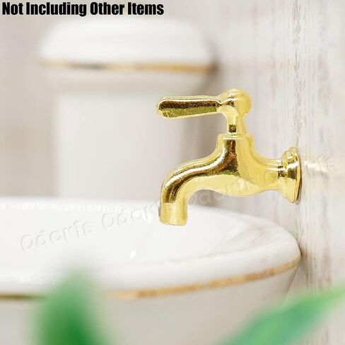 Odoria 1/12 Miniature Faucet 4Pcs Dollhouse Decoration Accessories, Gold in Saudi Arabia