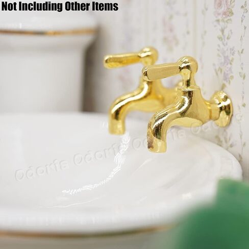 Odoria 1/12 Miniature Faucet 4Pcs Dollhouse Decoration Accessories, Gold in Saudi Arabia
