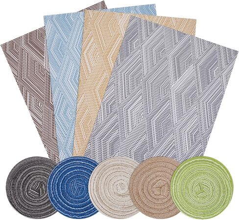 Fingerinspire 9pcs Dollhouse Dollhouse Rugs Dollhouse Minivure Weaving Round and Rectangle Ruck Round Vintage Woving Rugs Rectangle Mini Blanture Miniature Carpets for 1/12 Mini House Decoration in Saudi Arabia